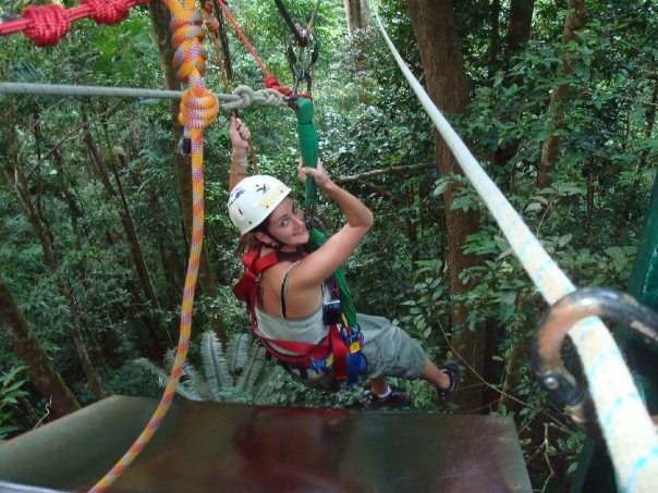 Suzanne zip-lining through Daintree Rainforest.